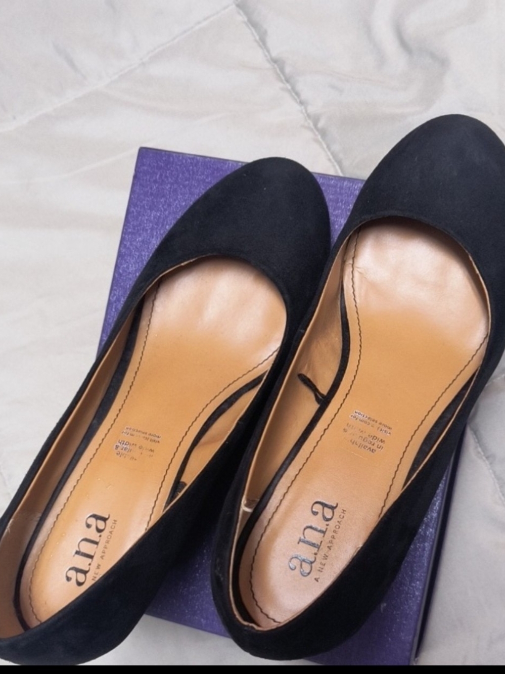 a.n.a Black Faux Suede Platform Wedge Pumps